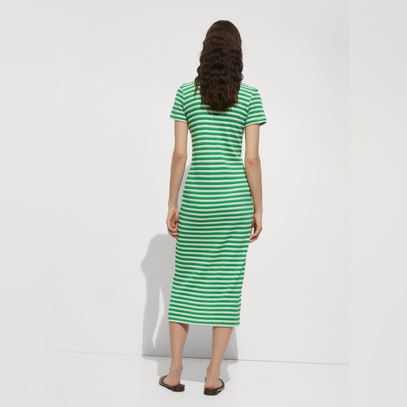 Mango Green & Cream Crochet Midi Dress - Picture 3 of 16